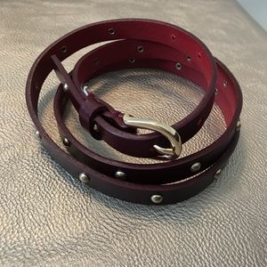 Talbots Mahogany Studded Skinny Belt